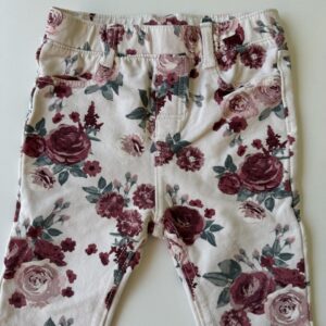 Pink floral printed pull-on trousers
