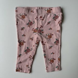 Pink floral printed ruffle tights