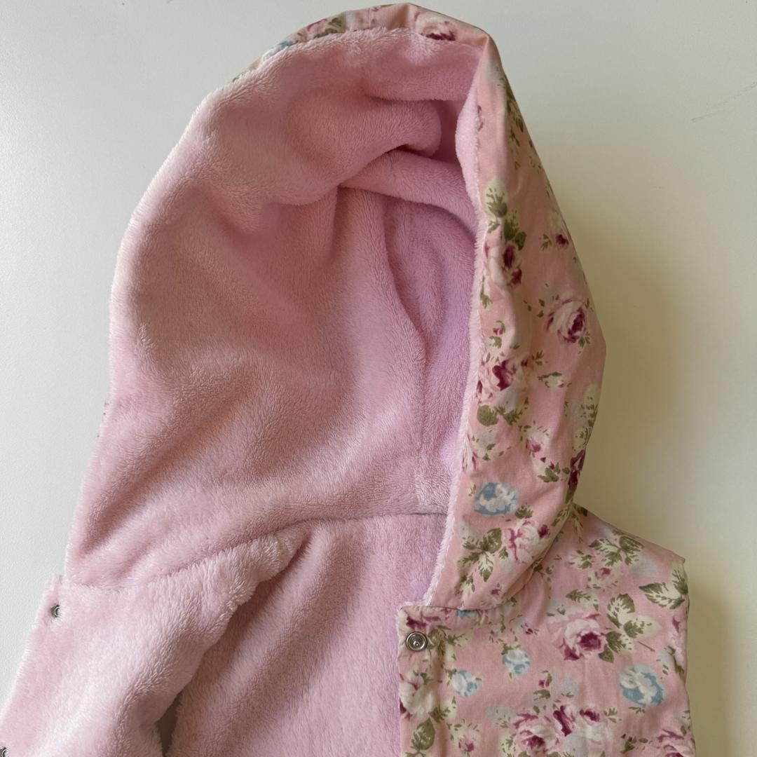 Pink floral sleeveless hoodie (fleece inner) - Image 4