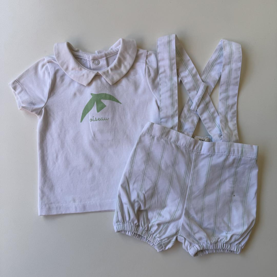 White & green shirt and shorts set - Image 2