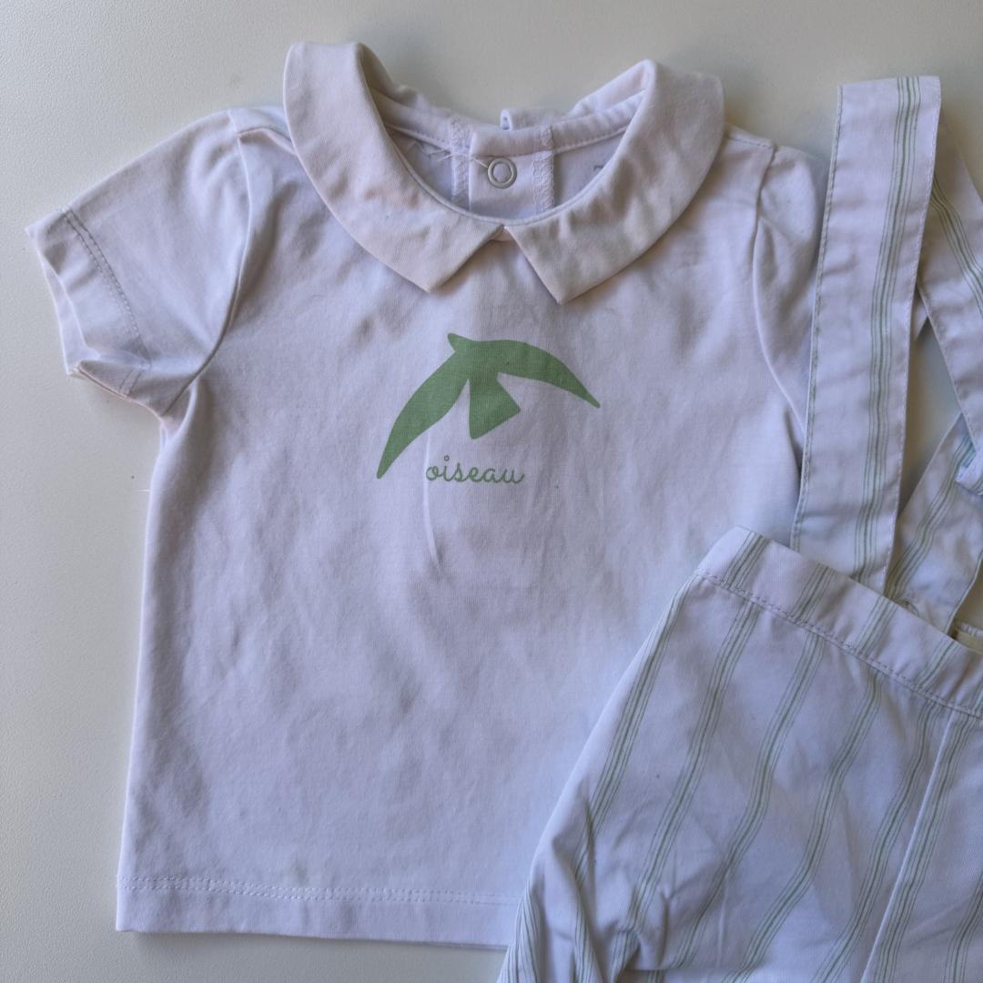 White & green shirt and shorts set