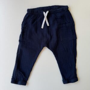 Navy muslin-style cotton pants