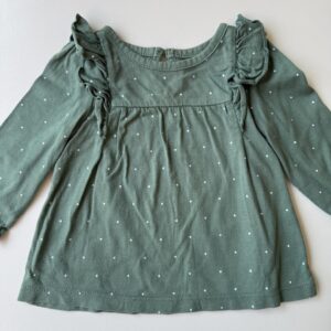 Green & white spotted blouse