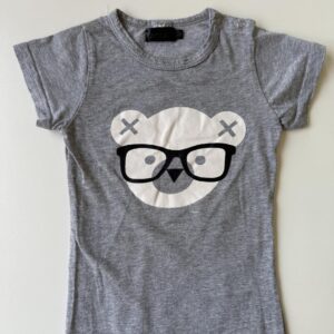Grey melangebear with glasses printed romper