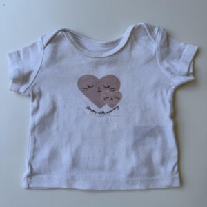 White & pink t-shirt - 'Happy with mummy' (organic cotton)