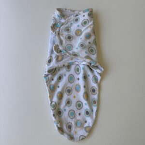Yellow & green printed swaddle wrap with velcro