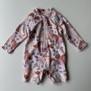 Pink unicorns/floral printed swimsuit