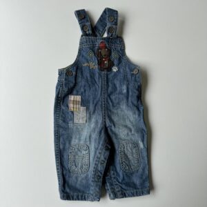 Denim dungarees - 'Woodland Bears'