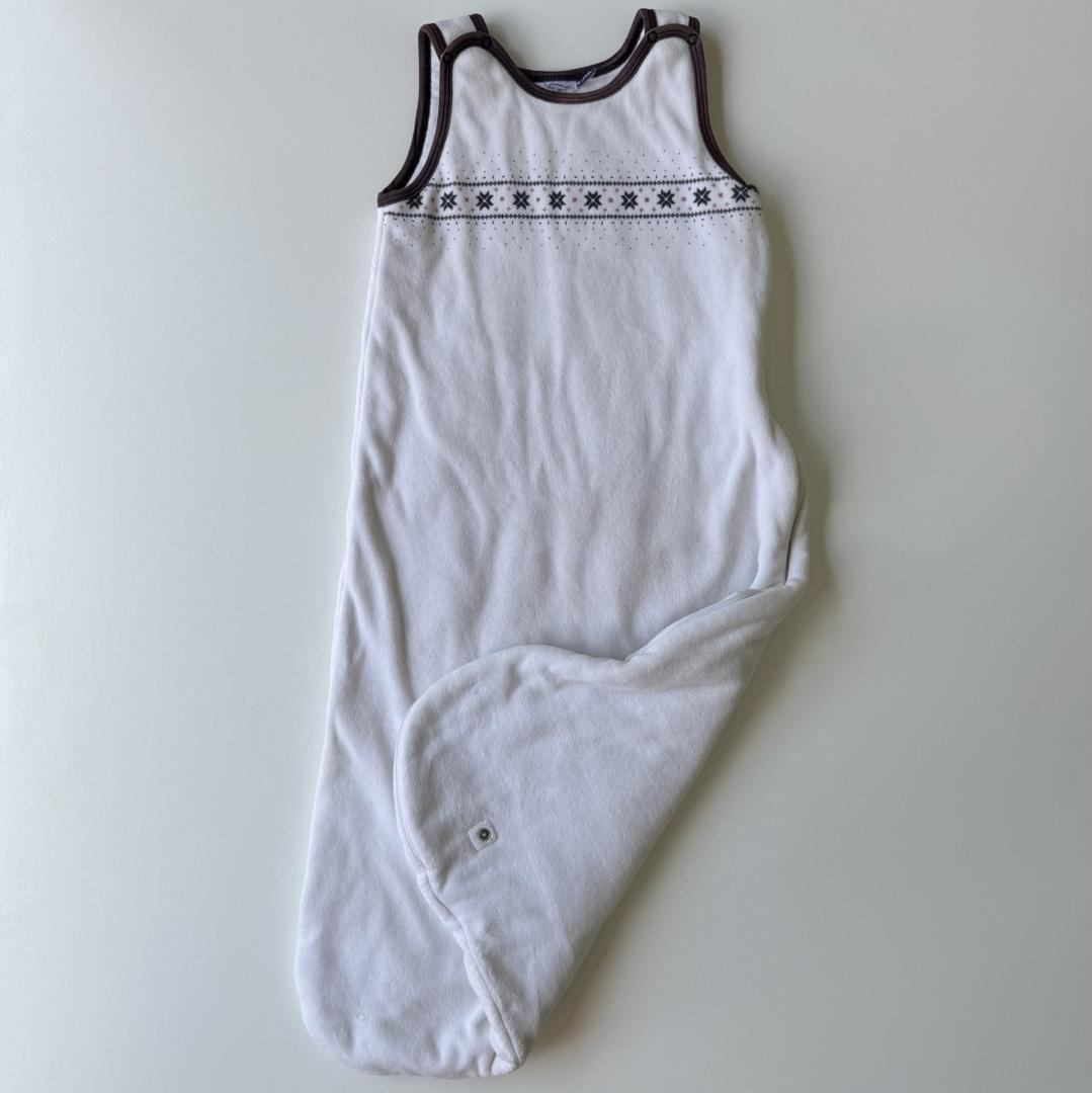 White fleece sleep sack, 2.0 TOG (cotton lining)