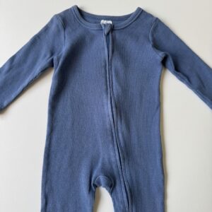 Long sleeve rib babygrow - blue