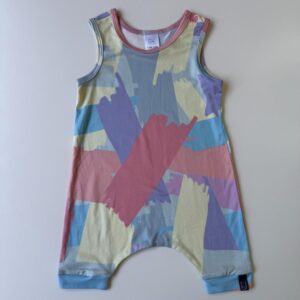 Yellow, pink & purple romper