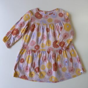 Pink, purple & yellow floral printed dress