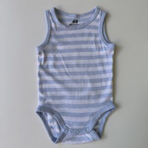 Sleeveless cotton bodysuit - white/blue stripes (organic cotton)