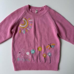Pink knitted embroidered jersey