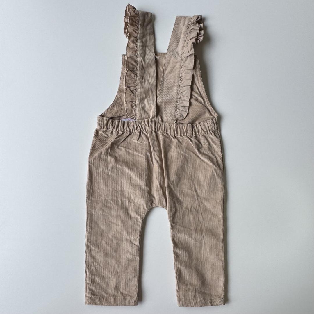 Brown corduroy dungarees with floral embroidery (organic cotton) - Image 5