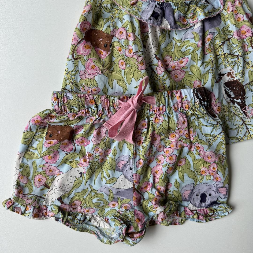 Green & pink printed vest/shorts PJ set - Image 2