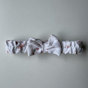 White & pink floral ribbed stretch headband