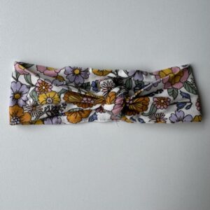 White floral cotton stretch headband